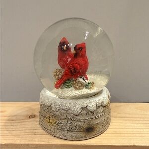 Cardinal Holiday Christmas Snow Globe Red Birds And Snow Home Decor